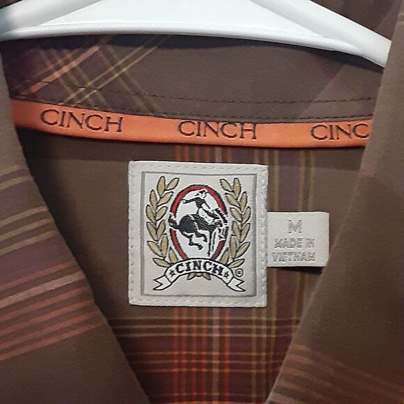Cinch Adult Mens Size M Medium Plaid Long Sleeve Button Up Shirt - Picture 4 of 9